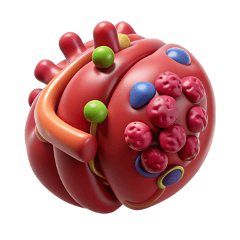 memorable nordic Concept art style, professional render, biomechanical spleen with enhanced immune response, isolated cutout with Transparent Background flawless png