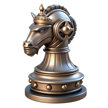 sumptuous distinguished Steampunk chess piece knight with intricate metalwork with Transparent Background png