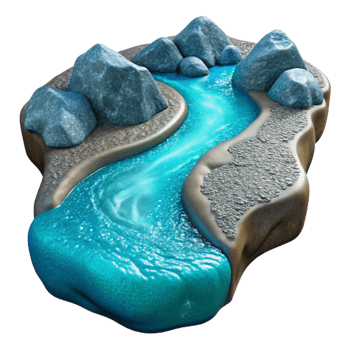 dramatic abstract Sparkling Gorge Stream Cutout Transparent Water Element detailed png