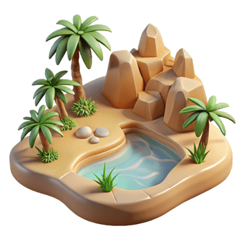 extraordinary artistic Sparkling Oasis Cutout Desert Gorge Isolated Element png
