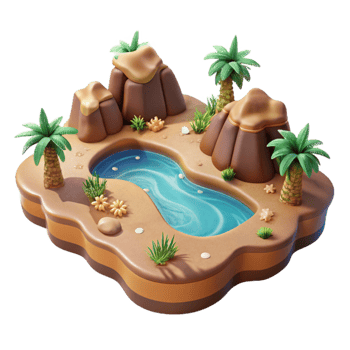 dramatic minimalist Sparkling Oasis Cutout Desert Gorge Isolated Element authentic png