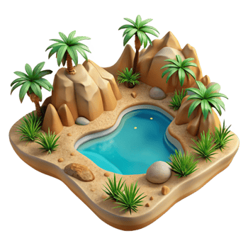 elegant vintage Sparkling Oasis Cutout Desert Gorge Isolated Element high resolution png