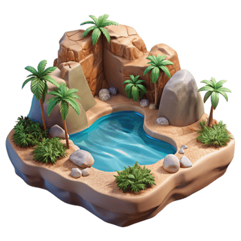 extraordinary rustic Sparkling Oasis Transparent Background Desert Gorge Isolated original png