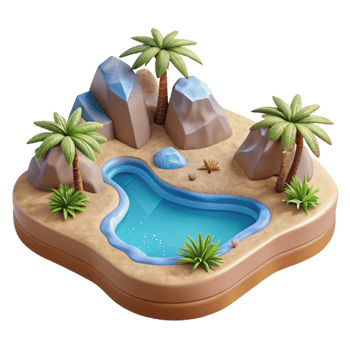 dramatic abstract Sparkling Oasis Transparent Background Desert Gorge Isolated png