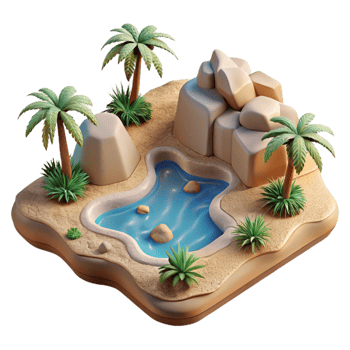 dramatic rustic Sparkling Oasis Transparent Background Desert Gorge Isolated png