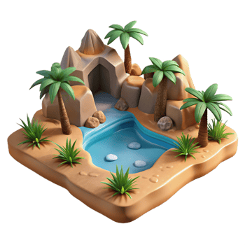 elegant rustic Sparkling Oasis Transparent Background Desert Gorge Isolated exclusive png