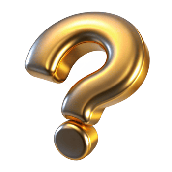 dazzling dynamic classic A golden, metallic question mark with a brushed metal texture with Transparent Background artisan png