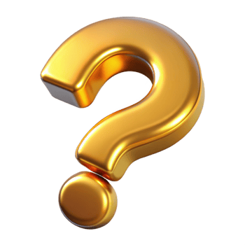hypnotic dynamic elegant A golden, metallic question mark with a brushed metal texture with Transparent Background precision png