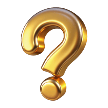 peaceful immaculate A golden, metallic question mark with a brushed metal texture with Transparent Background handcrafted png
