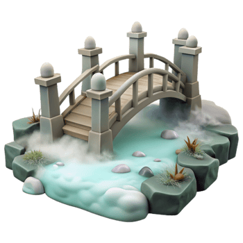 vibrant traditional Spectral Urban Bridge Cutout with Transparent Background and Blue Tint high quality png
