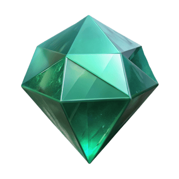 tranquil sumptuous Professional render, ultra-detailed, isolated cutout of a single, raw emerald crystal with Transparent Background artisan png