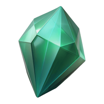 acclaimed abstract Professional render, ultra-detailed, isolated cutout of a single, raw emerald crystal with Transparent Background luxury png