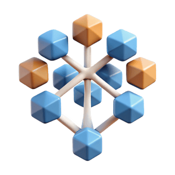 acclaimed rustic A stylized, minimalist tree made of interconnected geometric shapes with Transparent Background professional png