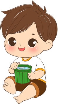Cute boy character with water backet in Songkran festival png