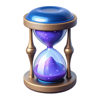 beautiful distinctive Hyper-specific, isolated cutout of a celestial hourglass filled with stardust, professional render, concept art style with Transparent Background png
