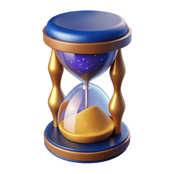striking iconic Hyper-specific, isolated cutout of a celestial hourglass filled with stardust, professional render, concept art style with Transparent Background png