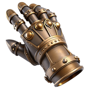 mesmerizing playful contemporary Steampunk gauntlet with intricate metalwork and articulated fingers with Transparent Background 8K png