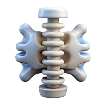 gorgeous unparalleled Photorealistic, ultra-detailed render of a single biomechanical vertebra with shock absorbers, isolated cutout with Transparent Background png