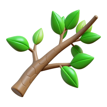 impressive vintage Split Tree Branch Cutout with Green Leaves premium png