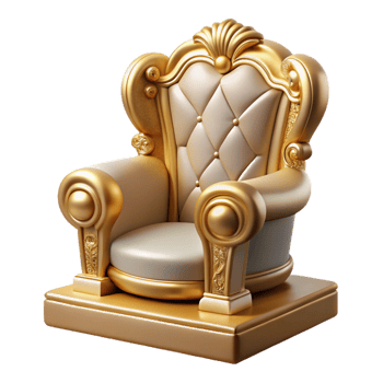 picturesque standout Photorealistic isolated cutout of a single, ornate Throne of Zeus, golden and detailed, isolated cutout with Transparent Background png