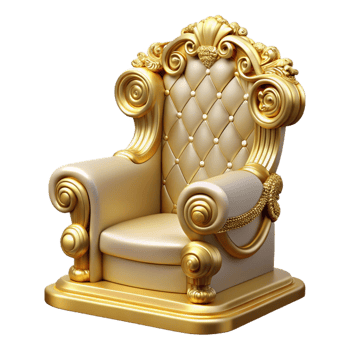 celebrated avant-garde Photorealistic isolated cutout of a single, ornate Throne of Zeus, golden and detailed, isolated cutout with Transparent Background impeccable png
