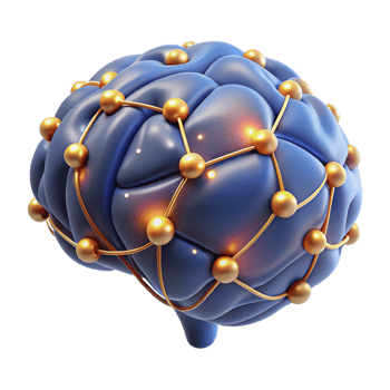 enchanting standout A stylized brain with glowing neural connections with Transparent Background png