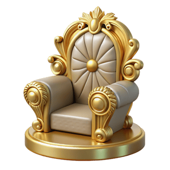 mesmerizing abstract Photorealistic isolated cutout of a single, ornate Throne of Zeus, golden and detailed, isolated cutout with Transparent Background impeccable png