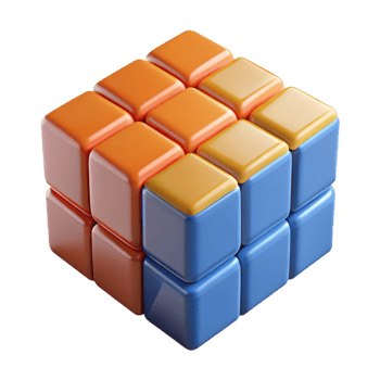 splendid timeless Hyper-specific professional render of an isolated, floating, Rubik's Cube mid-solve Isolated cutout with Transparent Background png