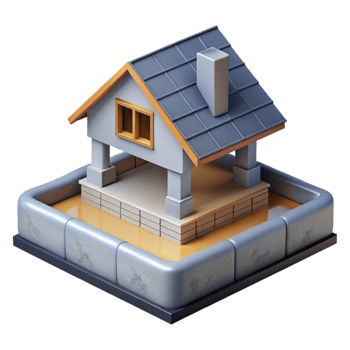 joyful magnificent House foundation concrete structure, with Transparent Background impeccable png