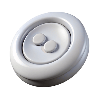 majestic industrial Isolated cutout, professional render, ultra-detailed, single button, round, white with Transparent Background genuine png