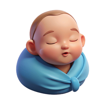 gorgeous surreal Sleeping baby, peaceful expression, with Transparent Background 8K png