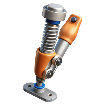magnificent joyful minimalist Professional render, ultra-detailed, photorealistic biomechanical leg with integrated spring system with Transparent Background top-tier png