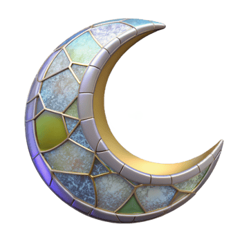 elegant minimalist Stained Glass Moon Cutout with Crescent Shape detailed png