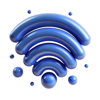striking coastal A stylized, abstract WiFi symbol made of swirling particles with Transparent Background sharp png