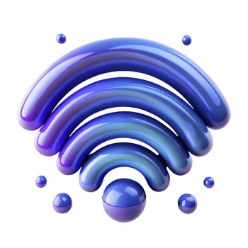 captivating signature A stylized, abstract WiFi symbol made of swirling particles with Transparent Background png
