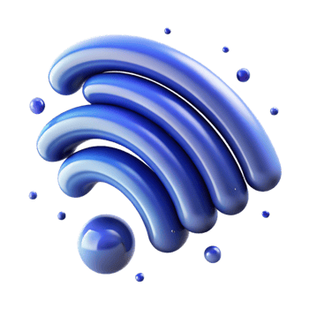 distinctive rustic A stylized, abstract WiFi symbol made of swirling particles with Transparent Background exclusive png
