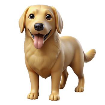 distinctive futuristic Golden retriever dog, panting, with Transparent Background refined png