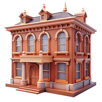 remarkable organic Victorian townhouse facade architectural detail with Transparent Background genuine png