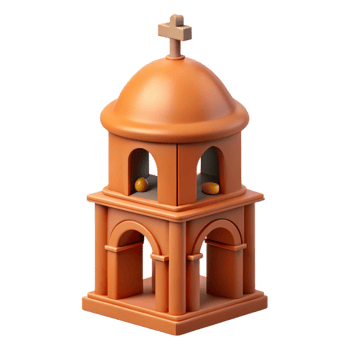 captivating retro Romanesque church bell tower with Transparent Background top-tier png