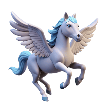 elegant dynamic elegant Pegasus, winged horse, flying, with Transparent Background refined png