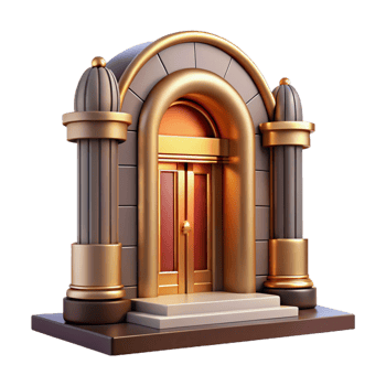 unparalleled artistic Art Deco building entrance door with Transparent Background precision png