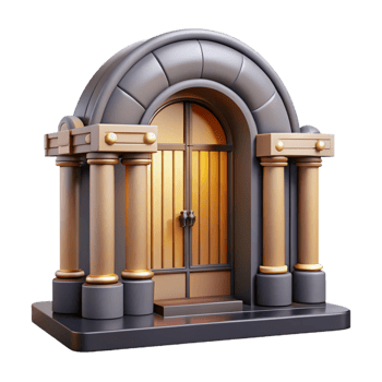 joyful fascinating Art Deco building entrance door with Transparent Background high quality png