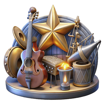 elegant traditional Starlight Symphony Cutout with Detailed Instruments exclusive png