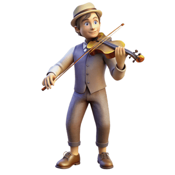 wonderful modern Starlight Violinist Isolated Dynamic Pose detailed png