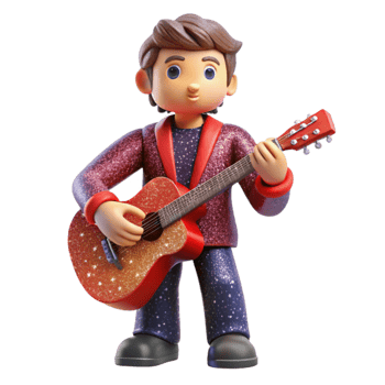 wonderful rustic Starry Guitarist Isolated with Red Nebula Background png