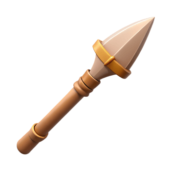 gorgeous dramatic elegant Professional render, hyper-specific, isolated cutout of a tribal warrior's hand-carved wooden spear with Transparent Background 8K png