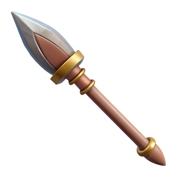 dramatic melancholic mid-century Professional render, hyper-specific, isolated cutout of a tribal warrior's hand-carved wooden spear with Transparent Background crisp png