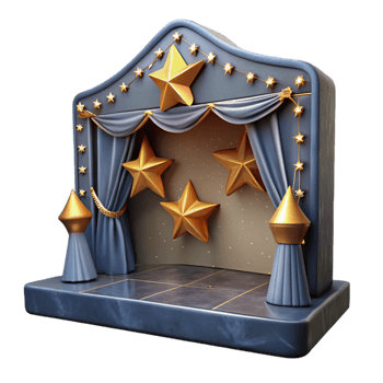 vibrant vintage Starry Stage Performers Cutout Dark Background original png