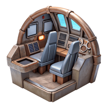 elegant traditional Starship Cockpit Cutout on Transparent Background with View premium png
