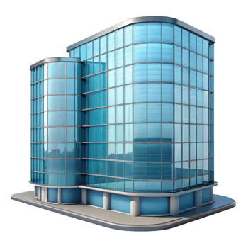 vibrant surreal Contemporary glass skyscraper curtain wall section with Transparent Background crisp png